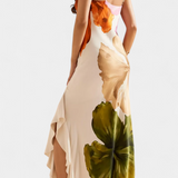 Vestido Almudena Elegante con Patchwork y Escote Asimétrico