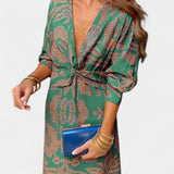 Vestido Maxi Elara con Escote en V y Nudo Frontal