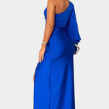 Vestido Asimétrico Drapado de Un Hombro Charlotte