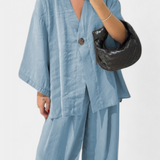 Conjunto de Top de Cuello en V Oversized Eli y Pantalones Rectos
