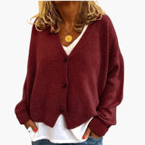 Cárdigan de punto para mujer con botones, escote en V y mangas largas
