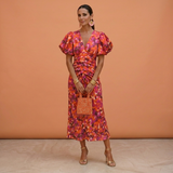 Vestido primavera mujer escote V con mangas abullonadas – estilo elegante femenino