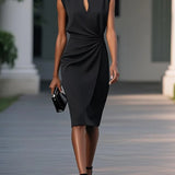 Vestido Midi Mujer Elegante Con Drapeado – Estilo Sofisticado Moderno