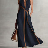 Vestido largo mujer lino sin mangas – vestido fluido elegante verano