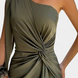 Vestido Asimétrico Drapado de Un Hombro Charlotte