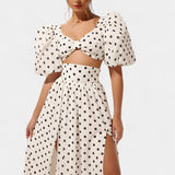 Conjunto de Falda y Top con Lunares Sherine y Mangas Abullonadas