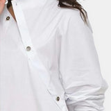 Blusas y Camisas de Mangas Largas Asimétricas con Botones y Frente Dividido