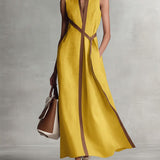 Vestido largo mujer lino sin mangas – vestido fluido elegante verano