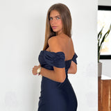 Vestido palabra manguito marino