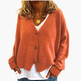 Cárdigan de punto para mujer con botones, escote en V y mangas largas