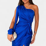 Vestido Asimétrico Drapado de Un Hombro Charlotte