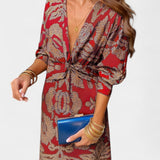 Vestido Maxi Elara con Escote en V y Nudo Frontal