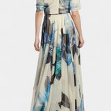 Vestido Asimétrico de Un Hombro Sanaa con Estampado Floral Abstracto