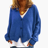 Cárdigan de punto para mujer con botones, escote en V y mangas largas
