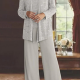 Miriam | Traje de Pantalón de Tres Piezas con Chaqueta de Encaje y Lentejuelas para Mujeres