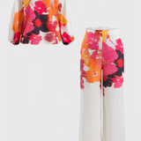 Conjunto de Dos Piezas Sybella con Top Off-Shoulder y Pantalones Anchos Impresos