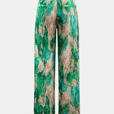 Pantalones Rectos de Cintura Alta Inna con Estampado de Mármol