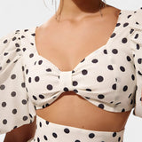 Conjunto de Falda y Top con Lunares Sherine y Mangas Abullonadas