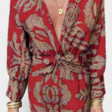 Vestido Maxi Elara con Escote en V y Nudo Frontal