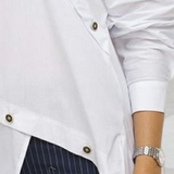 Blusas y Camisas de Mangas Largas Asimétricas con Botones y Frente Dividido