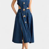 Vestido de Denim Sin Mangas Alia con Corte Moderno