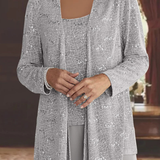 Miriam | Traje de Pantalón de Tres Piezas con Chaqueta de Encaje y Lentejuelas para Mujeres