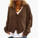 Cárdigan de punto para mujer con botones, escote en V y mangas largas