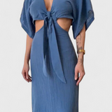Vestido Fluido Myra con Lazo Frontal y Cortes