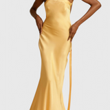 Vestido Lucra Maxi con Tirantes Diagonales y Espalda Descubierta