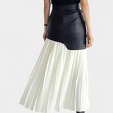 Falda Maxi Asimétrica Noelle en Chiffon y Cuero Sintético