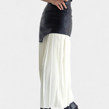 Falda Maxi Asimétrica Noelle en Chiffon y Cuero Sintético