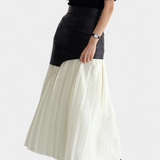 Falda Maxi Asimétrica Noelle en Chiffon y Cuero Sintético