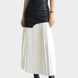 Falda Maxi Asimétrica Noelle en Chiffon y Cuero Sintético