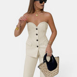 Top liso con pantalón ancho