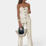 Top liso con pantalón ancho