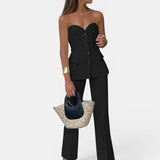 Top liso con pantalón ancho