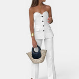 Top liso con pantalón ancho