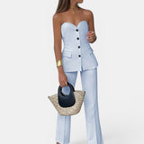 Top liso con pantalón ancho