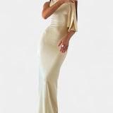 Vestido Maxi Drapado de Un Hombro Hope