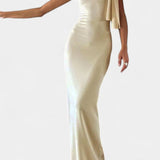 Vestido Maxi Drapado de Un Hombro Hope