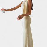 Vestido Maxi Drapado de Un Hombro Hope