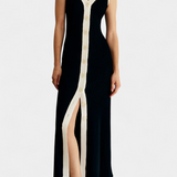 Vestido de punto sin mangas Brielle con escote en V y botones en contraste
