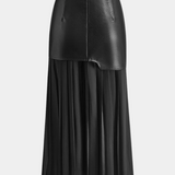 Falda Maxi Asimétrica Noelle en Chiffon y Cuero Sintético