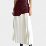 Falda Maxi Asimétrica Noelle en Chiffon y Cuero Sintético