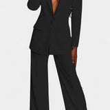 Conjunto de Blazer Ajustado y Pantalones de Pierna Ancha Marnie