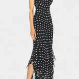 Vestido Estefanía Gossamer con Volantes y Lunares en Negro y Crema
