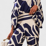 Conjunto de Dos Piezas Sybella con Top Off-Shoulder y Pantalones Anchos Impresos