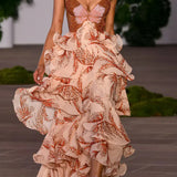 Vestido Juliette con Volantes y Escote Joyas