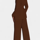 Conjunto de Blazer Ajustado y Pantalones de Pierna Ancha Marnie
