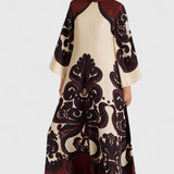 Vestido Largo Maritza con Cuello Alto y Estampado de Grenadilla